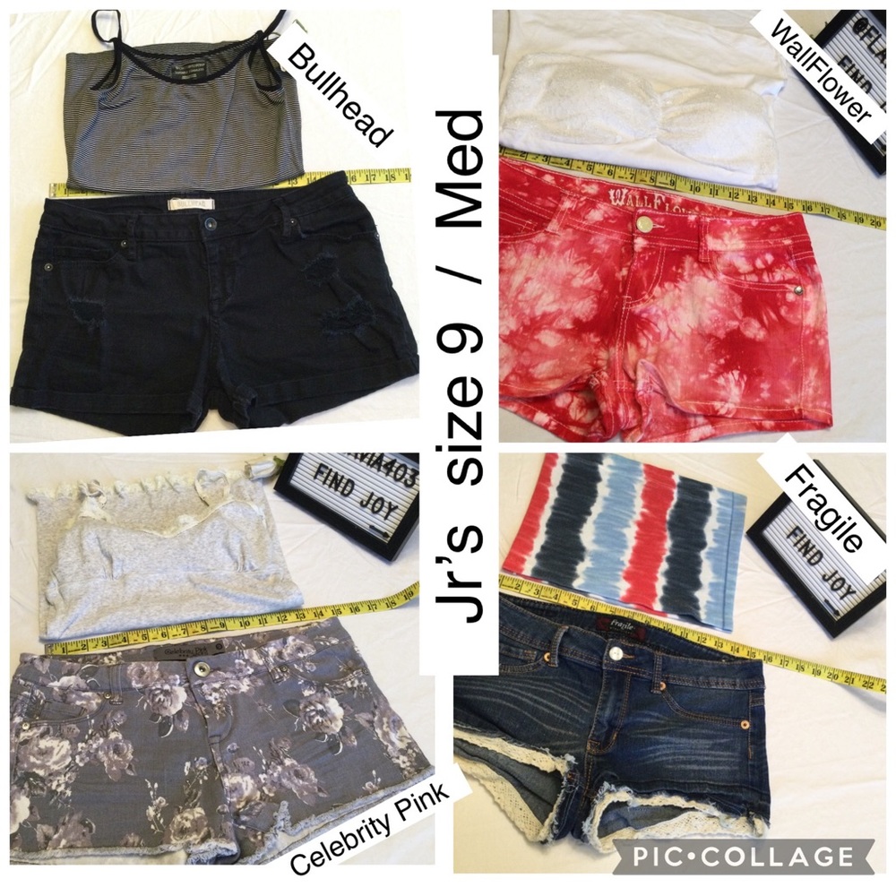 Bullhead Distressed Black Jeans Shorts & Pinstripe Tank